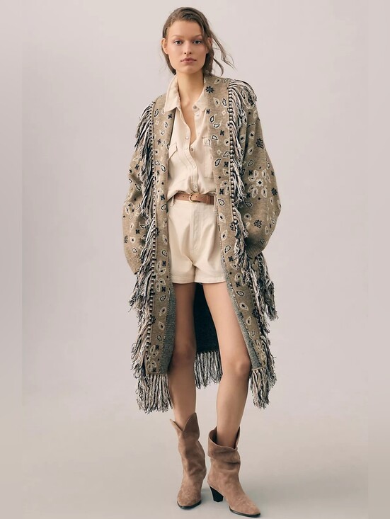 Anthropologie Sweaters - Anthropologie Bandana Fringed Duster Sweater